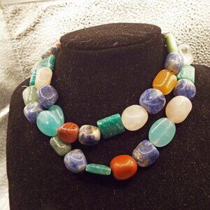 NATURE'S BEST MULTIPLE COLORFUL *RAINBOW* GEMSTONES STONES 25" L. NECKLACE 14